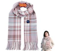 lrgnixs Heated Scarf for Women Men,Winter Electric Heated Neck Scarf With 3 Heating Levels,USB Recharge Heated Neck Wrap,Grid Soft Heating Pad for Outdoor Camping Hiking Skiing(Not Power Bank)
