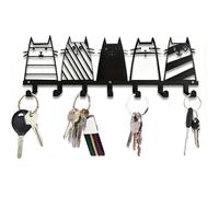 lrgnixs Key Hooks for Wall,Metal Cat Key Hooks Wall Mounted,Key Holder with 7 Hooks, Key Holder for Wall Decorative Entryway, Key Hangers House Key Hook for Keys Bag Dog Leash Storage