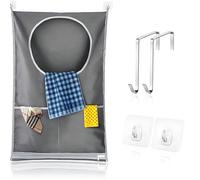 lrgnixs Laundry Bag, Space Saving Hanging Laundry Hamper with Stainless Steel And Adhesive Hooks,80 X 50cm Laundry Storage for Wall Slanted Doors,Over The Door Bathroom Hamper