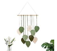 lrgnixs Macrame Wall Hanging Green Leaf Tassel Tapestry Boho Chic Wall Decor Handmade Woven Cotton Rope Tapestry Aesthetic Bohemian Wall Art for Bedroom Living Room Office Apartment Ornament