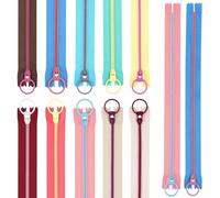 lrgnixs Zips for Sewing,10 Pcs #3 Resin Zippers with Lifting Ring Pull,30cm/12in Coloured Zips for Sewing Assorted Sizes UK,Mixed Zipper Tape and Pulls for DIY Tailor Bag Garment