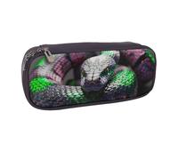 LRHCNZDCP 3D Snake Printed Pencil Case Holder Large Capacity Leather Pen Pencil Pouch Box Organizer for School Office College Adult Boys Girls