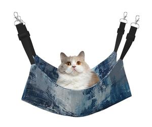 LRHCNZDCP Abstract Blue Print Cat Hammock Bed, Soft Double-Layered Hanging Pet Bed for Small Pet, L
