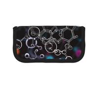 LRHCNZDCP Abstract Science Chemistry Illustration 3D Printed Pen Pencil Case Canvas Makeup Bag Gadget Pen Bag Pencil Box with Zipper