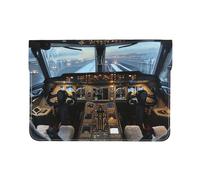 LRHCNZDCP Airplane Cockpit Printed Laptop Sleeve 13-Inch Leather Laptop Case Computer Bag Cover for Travel, Work, Business