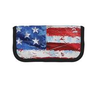 LRHCNZDCP American Flag Independence Fourth of July Printed Pen Pencil Case Canvas Makeup Bag Gadget Pen Bag Pencil Box with Zipper