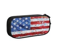 LRHCNZDCP American Flag Independence Fourth of July Printed Pencil Case Pouch Cute Pencil Pen Case Pencil Box Pen Bag for School Office, Black