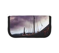 LRHCNZDCP Ancient Times Boat Printed Pen Pencil Case Canvas Makeup Bag Gadget Pen Bag Pencil Box with Zipper