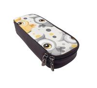 LRHCNZDCP Animal Cartoon Owls Cute Printed Pencil Case Holder Leather Cute Pen Pencil Pouch School Office College Pencil Box Organizer for Adult Boys Girls