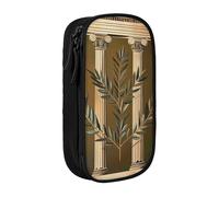 LRHCNZDCP Antique Building with Roman Olive Branch and Greek Printed Pencil Case Pouch Black, Cute Pencil Pen Case Pencil Box Pen Bag for School Office