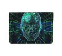 LRHCNZDCP Artificial Intelligence Brain Printed Laptop Sleeve 13-Inch Leather Laptop Case Computer Bag Cover for Travel, Work, Business