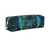 LRHCNZDCP Artificial Intelligence Brain Printed Leather Pencil Case - Cute Zipper Pencil Pouch Pencil Box for School & Office