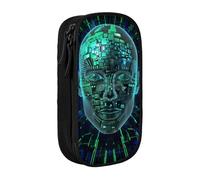 LRHCNZDCP Artificial Intelligence Brain Printed Pencil Case Pouch, Cute Pencil Pen Case Pencil Box Pen Bag for School Office,Black