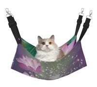 LRHCNZDCP Asian Lotus Flower Print Cat Hammock Bed, Soft Double-Layered Hanging Pet Bed for Small Pet, L