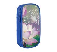 LRHCNZDCP Asian Lotus Flower Printed Pencil Case Pouch, Cute Pencil Pen Case Pencil Box Pen Bag for School Office,Blue