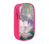 LRHCNZDCP Asian Lotus Flower Printed Pencil Case Pouch, Cute Pencil Pen Case Pencil Box Pen Bag for School Office,Pink