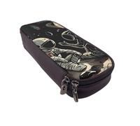 LRHCNZDCP Astronaut and Alien Printed Pencil Case Holder Leather Cute Pen Pencil Pouch School Office College Pencil Box Organizer for Adult Boys Girls
