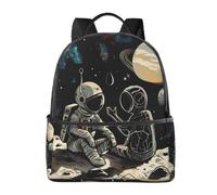 LRHCNZDCP Astronaut And Alien Printed School Bag Bookbag Laptop Backpack Stylish Lightweight Backpack Travel Backpack for Kids Boys Girls