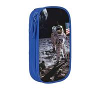 LRHCNZDCP Astronaut on The Moon Printed Pencil Case Pouch, Cute Pencil Pen Case Pencil Box Pen Bag for School Office,Blue