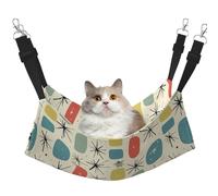 LRHCNZDCP Atomic Stars Retro Pattern Print Cat Hammock Bed, Soft Double-Layered Hanging Pet Bed for Small Pet, M