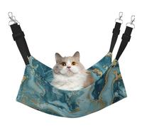 LRHCNZDCP Azurite Teal and Foil Gold Oil Marble Pattern Print Cat Hammock Bed, Soft Double-Layered Hanging Pet Bed for Small Pet, L