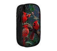 LRHCNZDCP Beautiful red Birds Printed Pencil Case Pouch, Cute Pencil Pen Case Pencil Box Pen Bag for School Office,Black