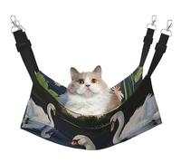 LRHCNZDCP Beautiful White Swans on The Lake Print Cat Hammock Bed, Soft Double-Layered Hanging Pet Bed for Small Pet, M