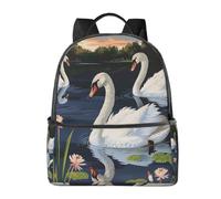 LRHCNZDCP Beautiful White Swans on The Lake Printed School Bag Bookbag Laptop Backpack Stylish Lightweight Backpack Travel Backpack for Kids Boys Girls