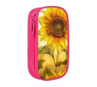 LRHCNZDCP Beautiful Yellow Sunflower Printed Pencil Case Pouch, Cute Pencil Pen Case Pencil Box Pen Bag for School Office,Pink