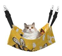 LRHCNZDCP Bee Love Honey Print Cat Hammock Bed, Soft Double-Layered Hanging Pet Bed for Small Pet, M