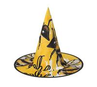 LRHCNZDCP Bee Love Honey Printed Halloween Witch Hat for Women Men Festive Parties Cosplay Halloween Accessories, 1 PC
