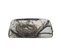 LRHCNZDCP Birds Nest 1 Printed Pencil Case Leather Pen Pencil Pouch Makeup Bag with Silver Zipper for Teen Girls Boys Men Women
