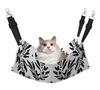 LRHCNZDCP Black and white leaves Print Cat Hammock Bed, Soft Double-Layered Hanging Pet Bed for Small Pet, L