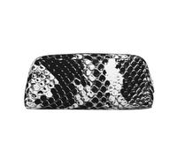 LRHCNZDCP Black and White Snake Skin Printed Pencil Case Leather Pen Pencil Pouch Makeup Bag with Gold Zipper for Teen Girls Boys Men Women