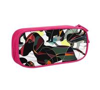 LRHCNZDCP Black Dogs Dachshund Dog Printed Pencil Case Pouch Cute Pencil Pen Case Pencil Box Pen Bag for School Office, Pink
