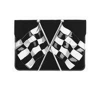 LRHCNZDCP Black White Formula Checkered Flags Pattern Printed Laptop Sleeve 13-Inch Leather Laptop Case Computer Bag Cover for Travel, Work, Business