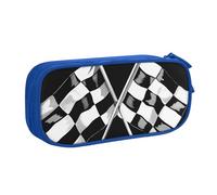 LRHCNZDCP Black White Formula Checkered Flags Pattern Printed Pencil Case Pouch Cute Pencil Pen Case Pencil Box Pen Bag for School Office, Blue