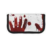 LRHCNZDCP Bloody Handprints Printed Pen Pencil Case Canvas Makeup Bag Gadget Pen Bag Pencil Box with Zipper