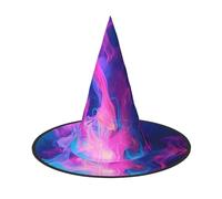 LRHCNZDCP blue and pink fire Printed Halloween Witch Hat for Women Men Festive Parties Cosplay Halloween Accessories, 1 PC