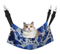LRHCNZDCP Blue Butterflies Print Cat Hammock Bed, Soft Double-Layered Hanging Pet Bed for Small Pet, L