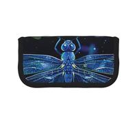LRHCNZDCP Blue Dragonfly Printed Pen Pencil Case Canvas Makeup Bag Gadget Pen Bag Pencil Box with Zipper