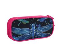 LRHCNZDCP Blue Dragonfly Printed Pencil Case Pouch Cute Pencil Pen Case Pencil Box Pen Bag for School Office, Pink