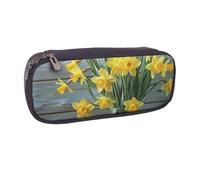 LRHCNZDCP Bouquet of Daffodils Printed Pencil Case Holder Large Capacity Leather Pen Pencil Pouch Box Organizer for School Office College Adult Boys Girls