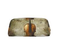 LRHCNZDCP Butterfly and Cello Printed Pencil Case Leather Pen Pencil Pouch Makeup Bag with Gold Zipper for Teen Girls Boys Men Women