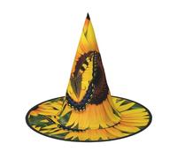 LRHCNZDCP Butterfly Blooming Sunflower Plants Flowers Printed Halloween Witch Hat for Women Men Festive Parties Cosplay Halloween Accessories, 3 PCS