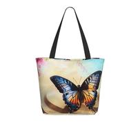 LRHCNZDCP Butterfly Design Printed Shopping Bag Tote Bag Large Shoulder Bag Lightweight Handbag Women Laptop Bags for Work Travel Shopping