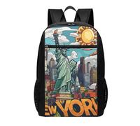 LRHCNZDCP Cartoon Cute New York US Theme Art Printed Laptop Backpack 17-inch for Teens/Girls/Boys/Women/Men Gifts Lightweight Laptop Bags for Office Travel School