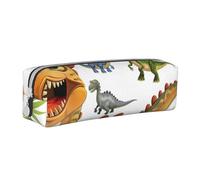 LRHCNZDCP Cartoon Dinosaur Images Printed Leather Pencil Case - Cute Zipper Pencil Pouch Pencil Box for School & Office