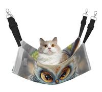 LRHCNZDCP Cartoon Owl Print Cat Hammock Bed, Soft Double-Layered Hanging Pet Bed for Small Pet, M