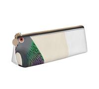 LRHCNZDCP Cartoon Pigeon Printed Leather Pencil Case Triangle Zipper Cute Pencil Pouch Pencil Box for School & Office